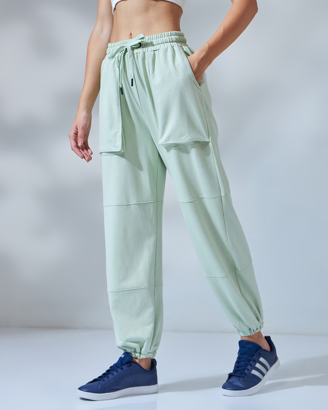 Shop Women's Green Oversized Joggers-Back