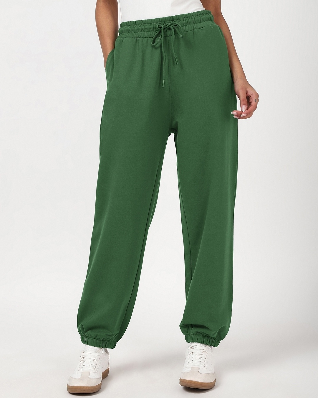 Shop Women's Green Oversized Joggers-Back