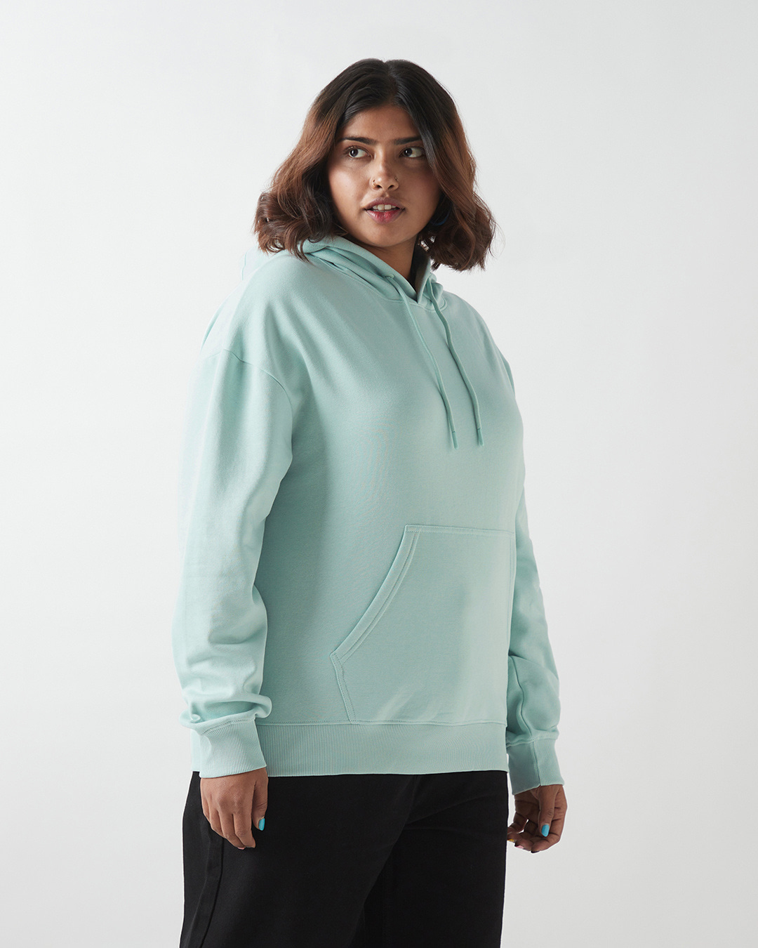 Shop Women's Green Oversized Plus Size Hoodies-Back