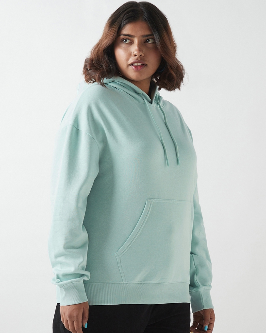 Shop Women's Green Oversized Plus Size Hoodies-Back