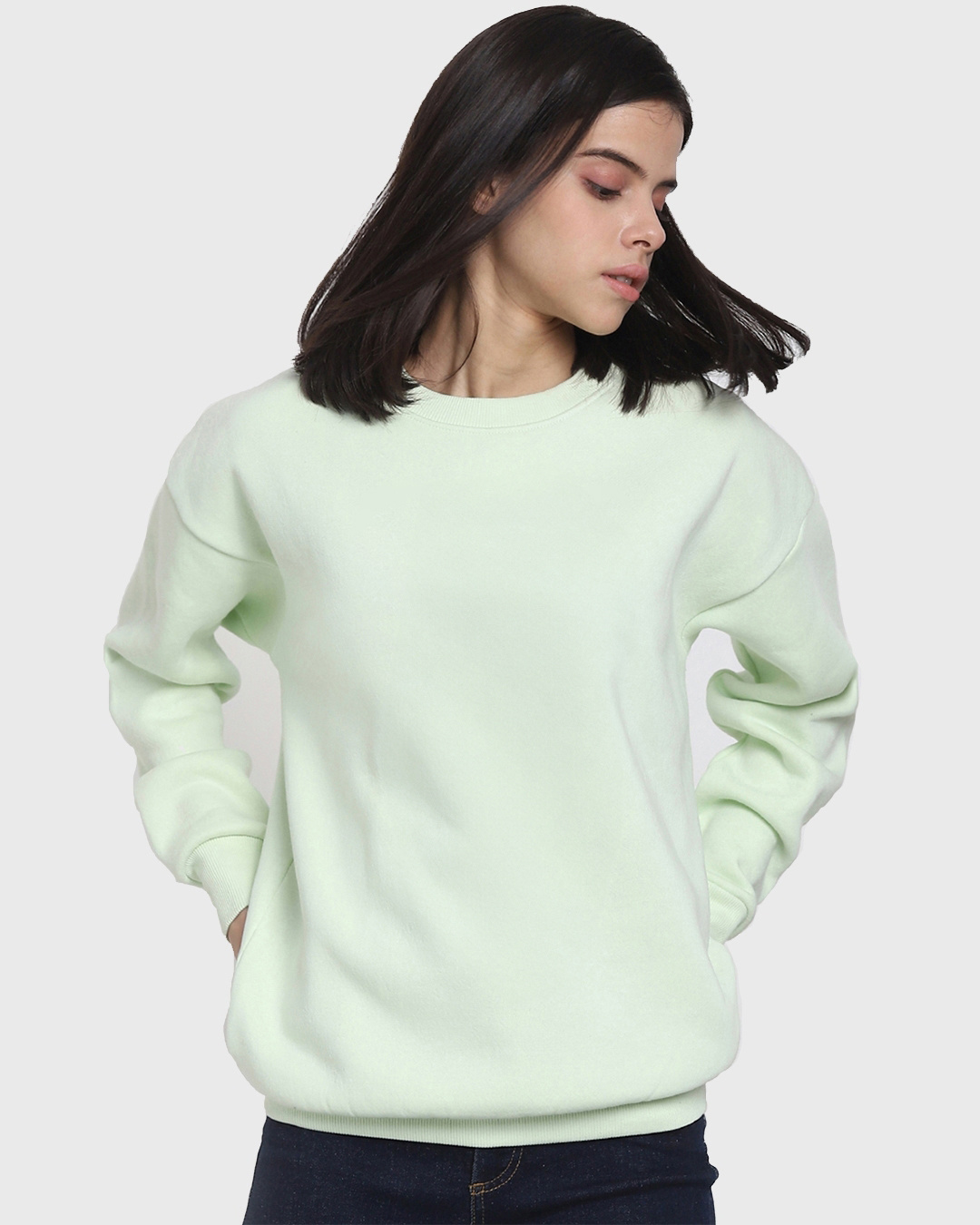 Buy Women's Green Oversized Plus Size Sweatshirt Online at Bewakoof
