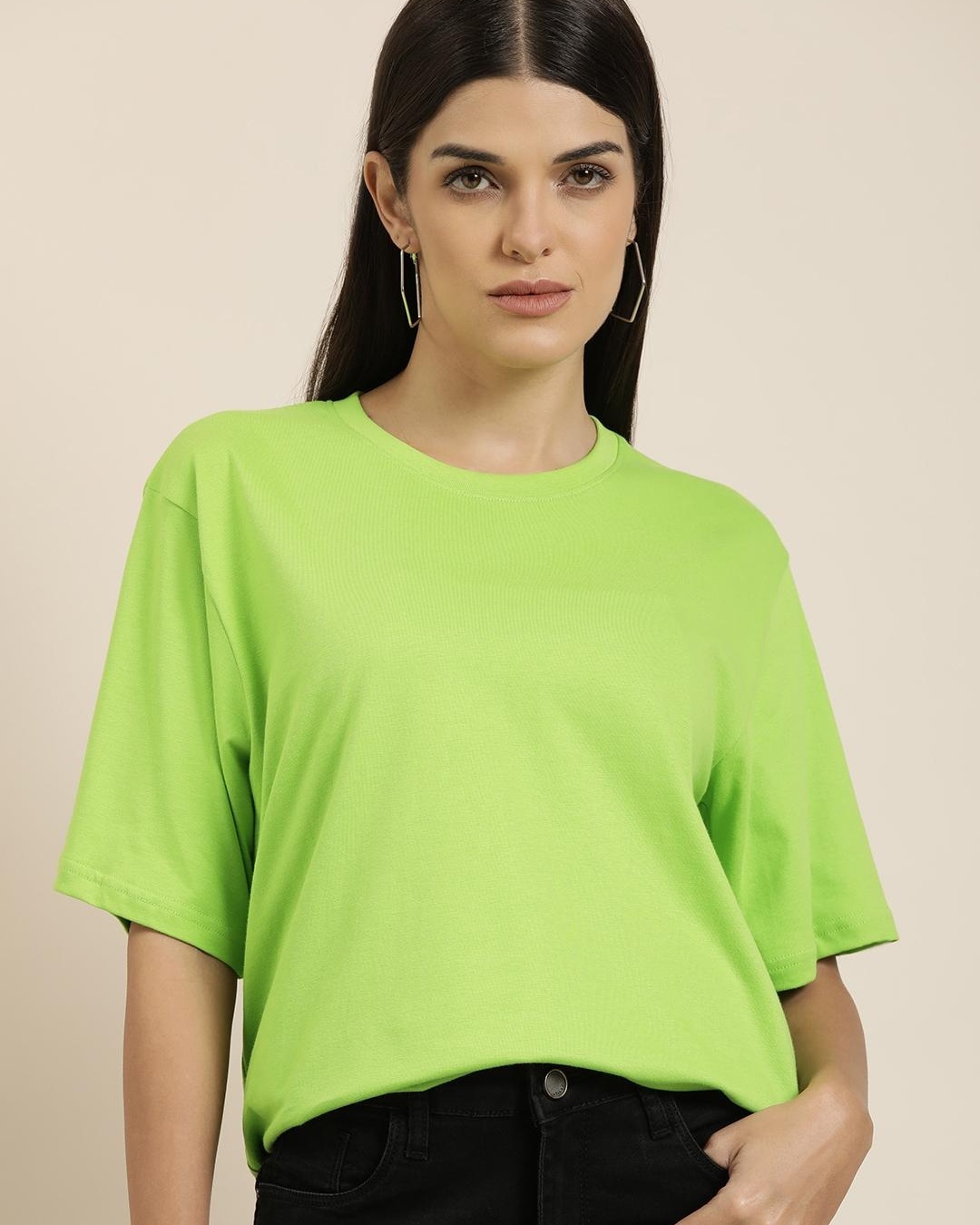 Buy Women's Green Oversized T-shirt for Women Green Online at Bewakoof