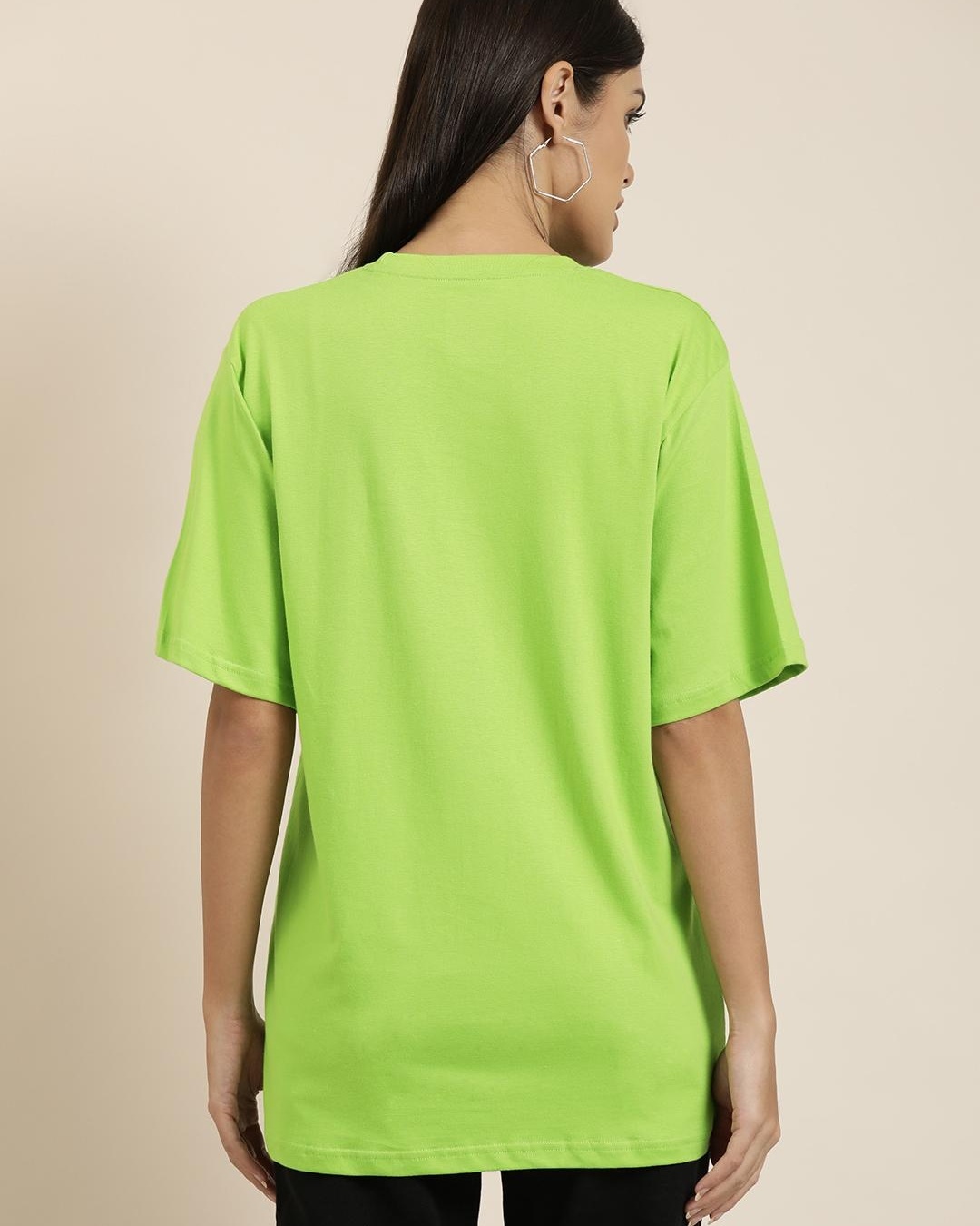 Shop Women's Green Oversized T-shirt-Back