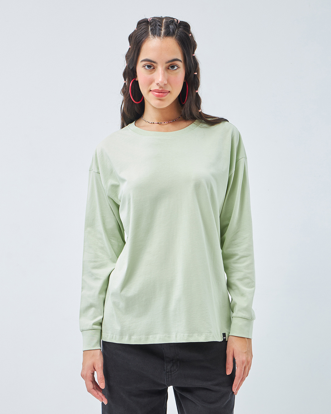 Women's Oversized Green Striped Shirt