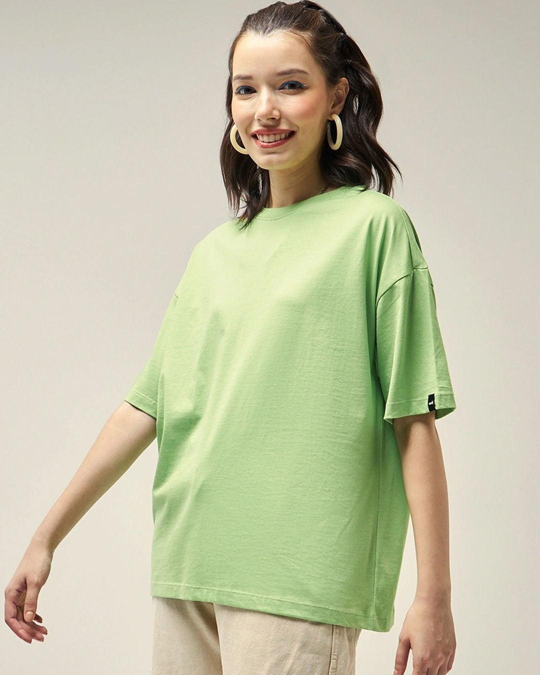 Shop Women's Green Oversized T-shirt-Back