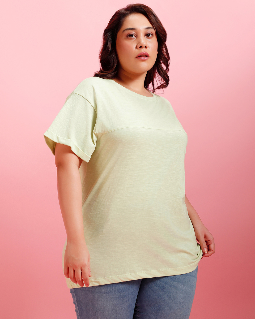 Shop Women's Green Plus Size Boyfriend T-shirt-Back