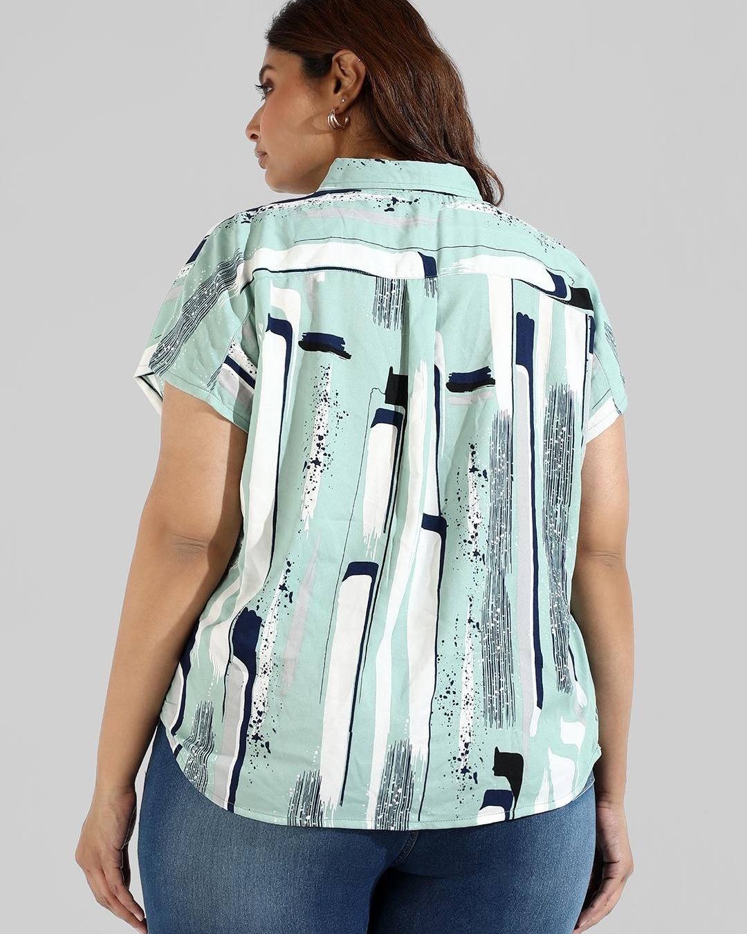 Shop Women's Blue Plus Size Shirt-Back