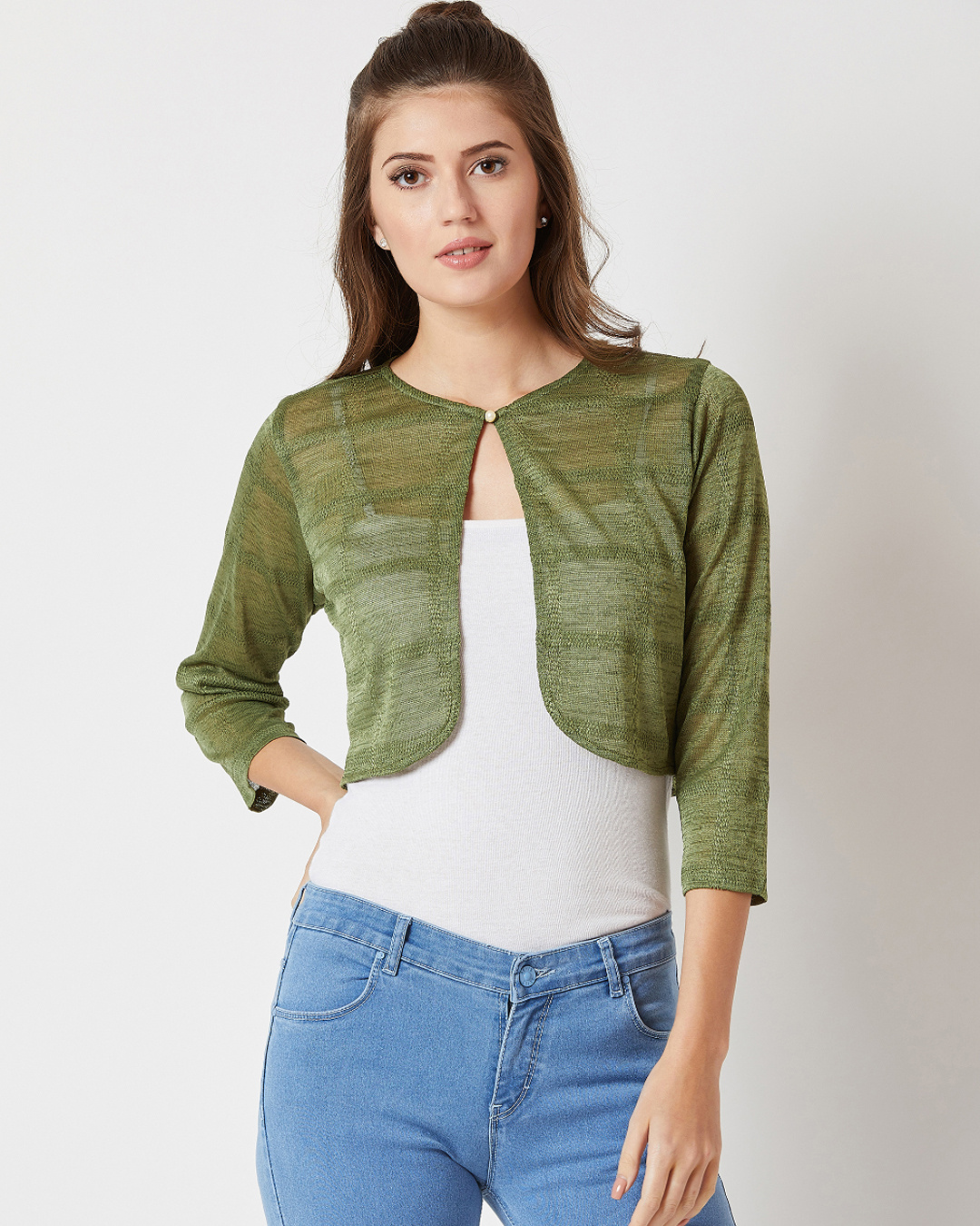 Buy Women's Green Relaxed Fit Breaking Monotony Summer Shrug Online at Bewakoof
