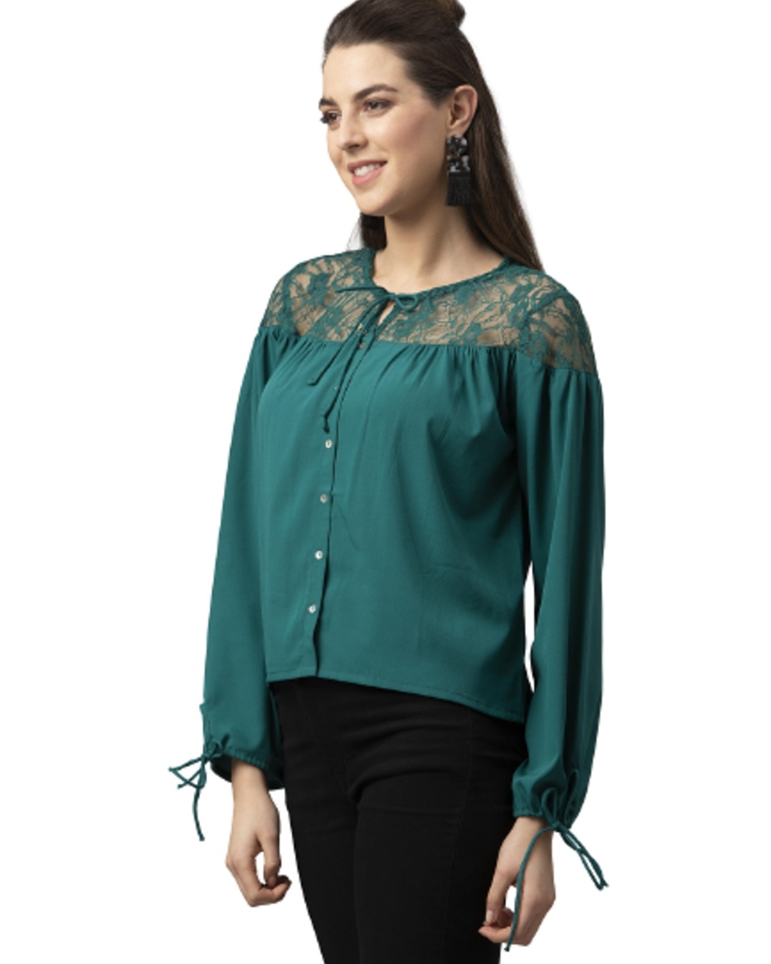 Shop Women's Green Sheer Top-Back