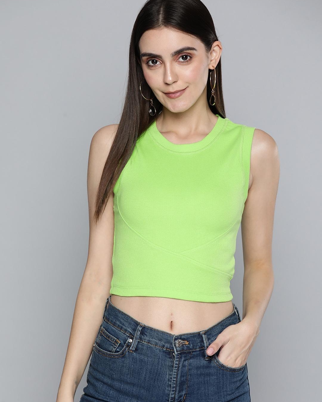 Buy Women's Green Slim Fit Crop Top for Women Green Online at Bewakoof