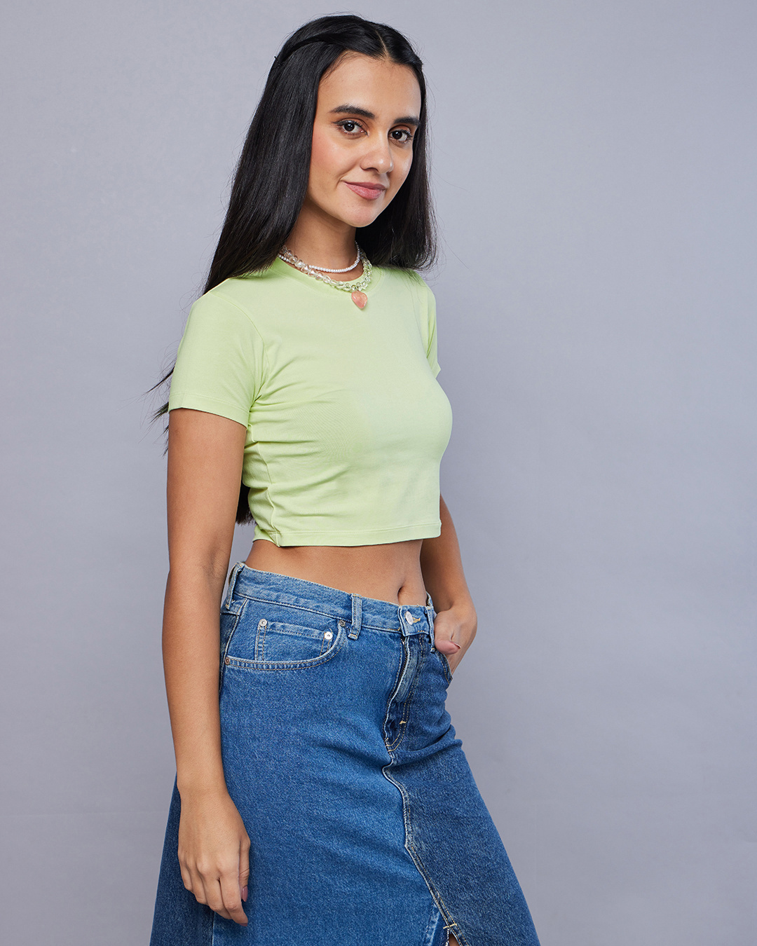 Shop Women's Green Slim Fit Short Top-Back