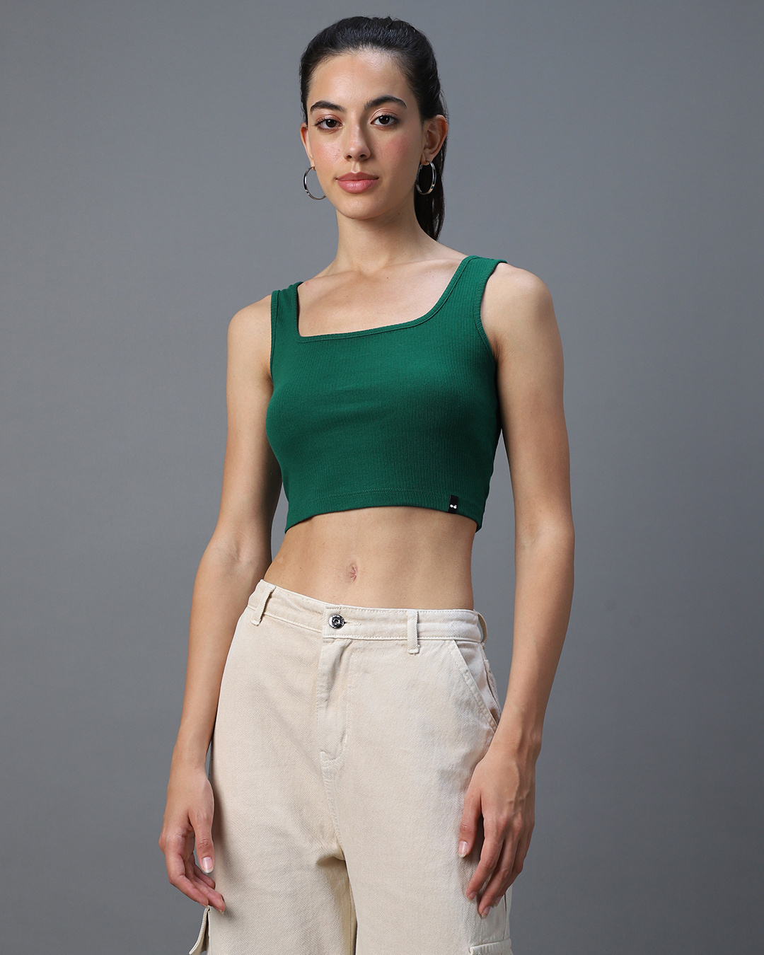 Shop Women's Green Slim Fit Tank Top-Back