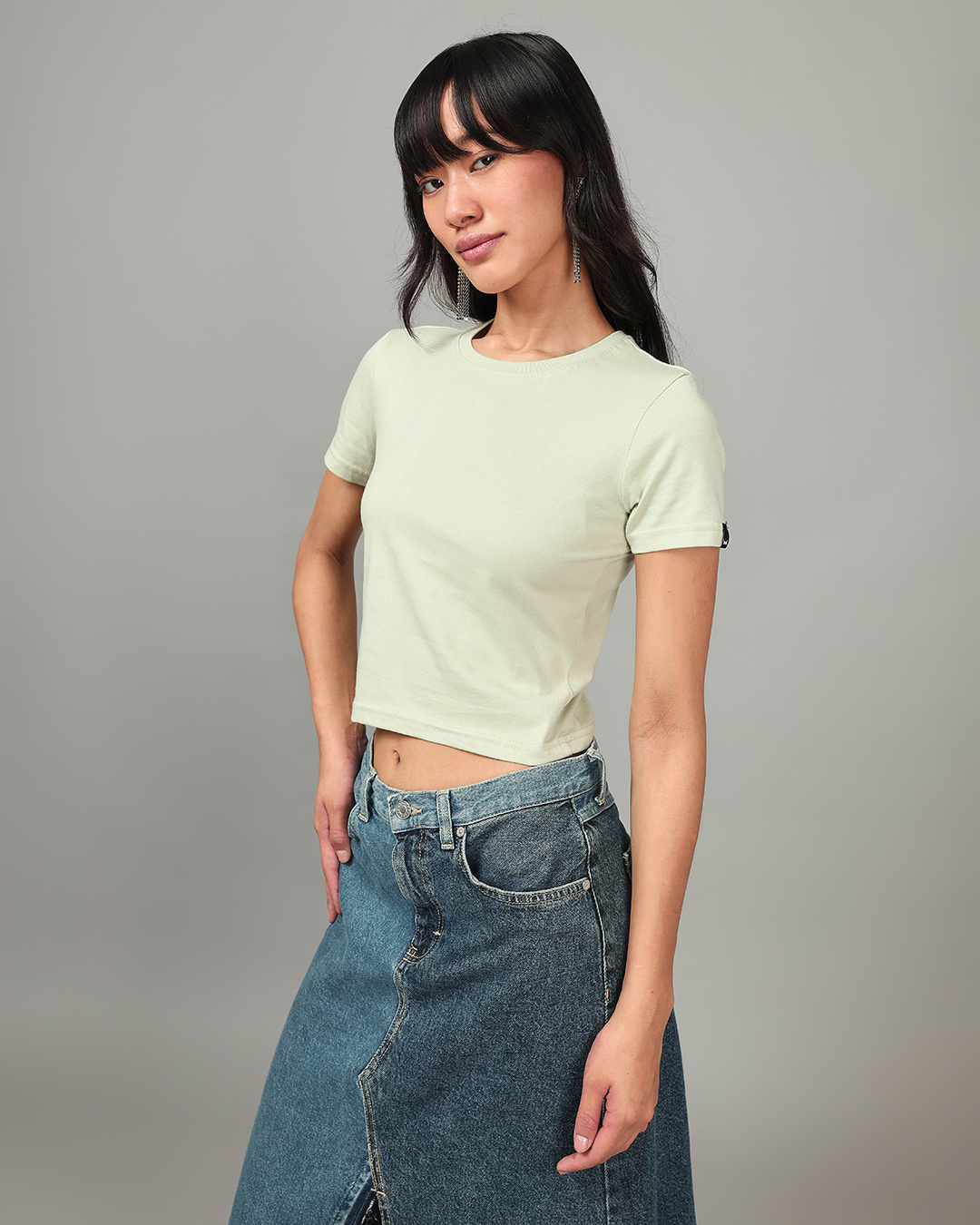 Shop Women's Green Slim Fit Short Top-Back