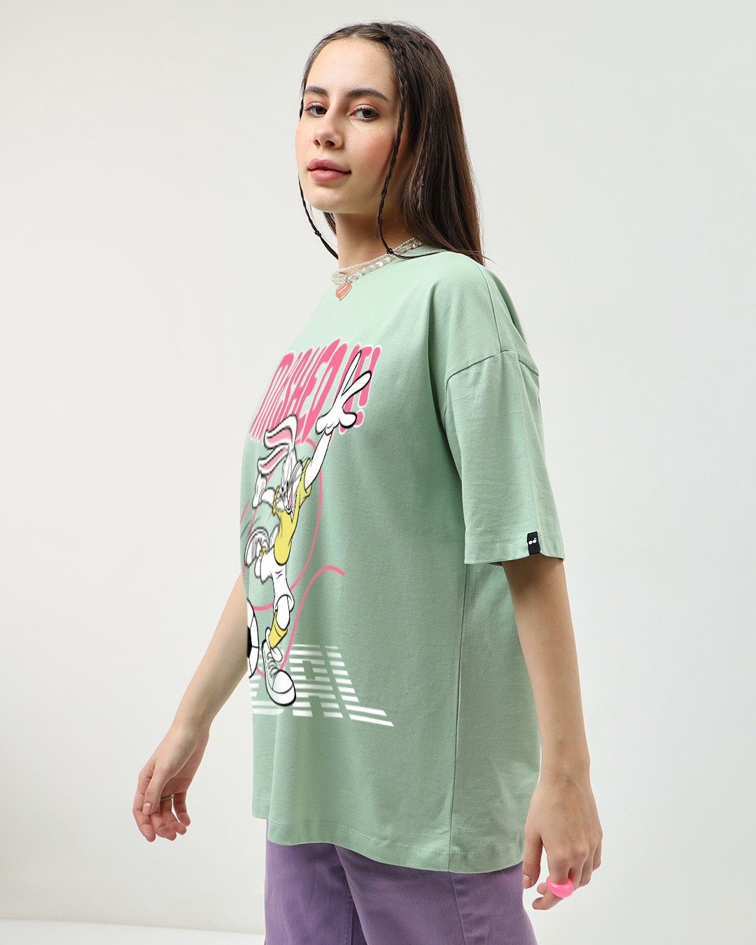 Shop Women's Green Smashed It Graphic Printed Oversized T-shirt-Back