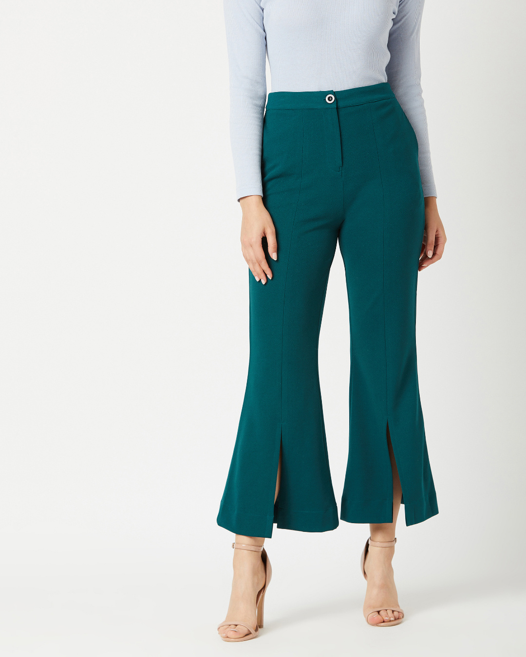 Buy Women's Green Solid Polyester Trousers Online at Bewakoof