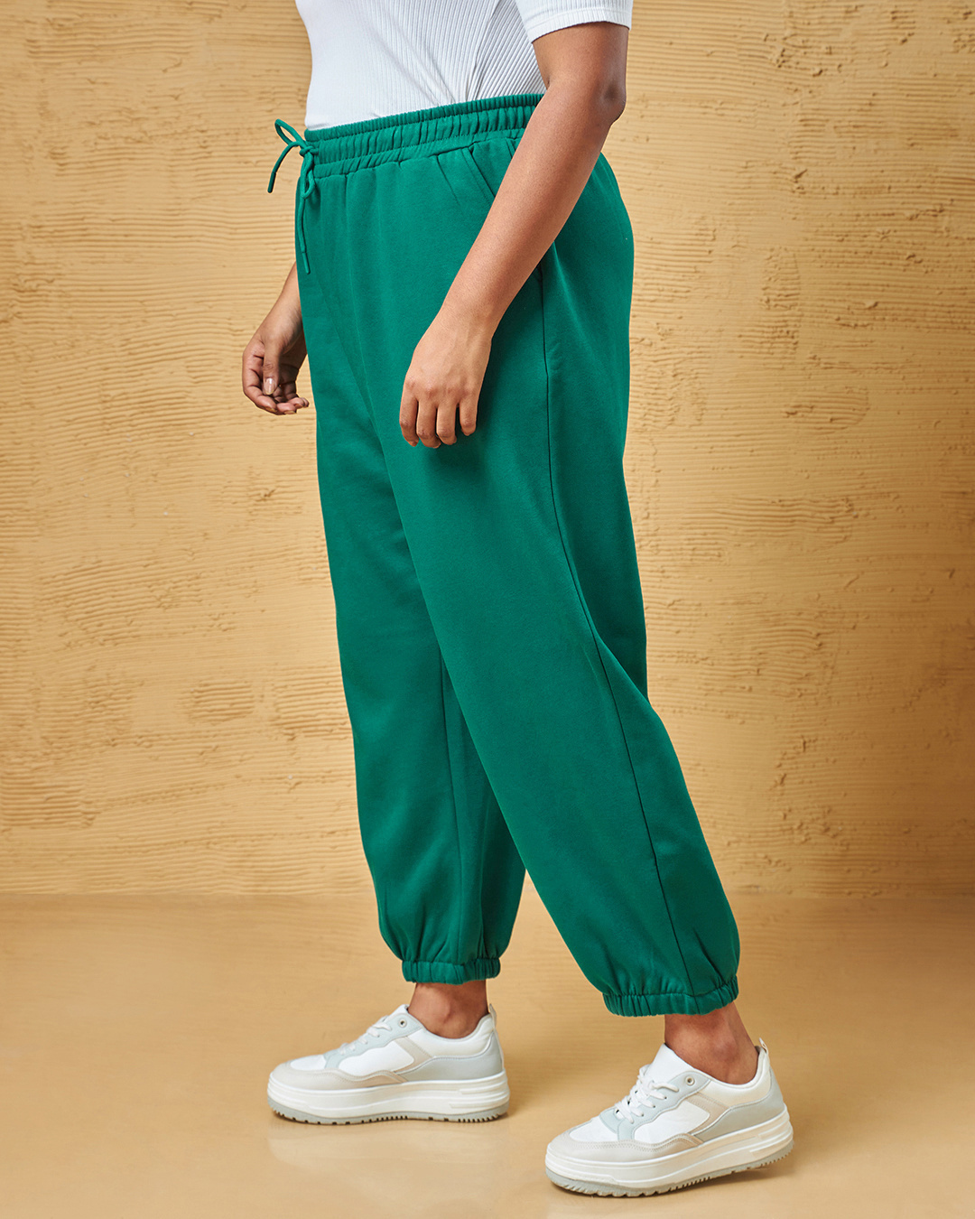 Shop Women's Green Super Loose Fit Plus Size Joggers-Back