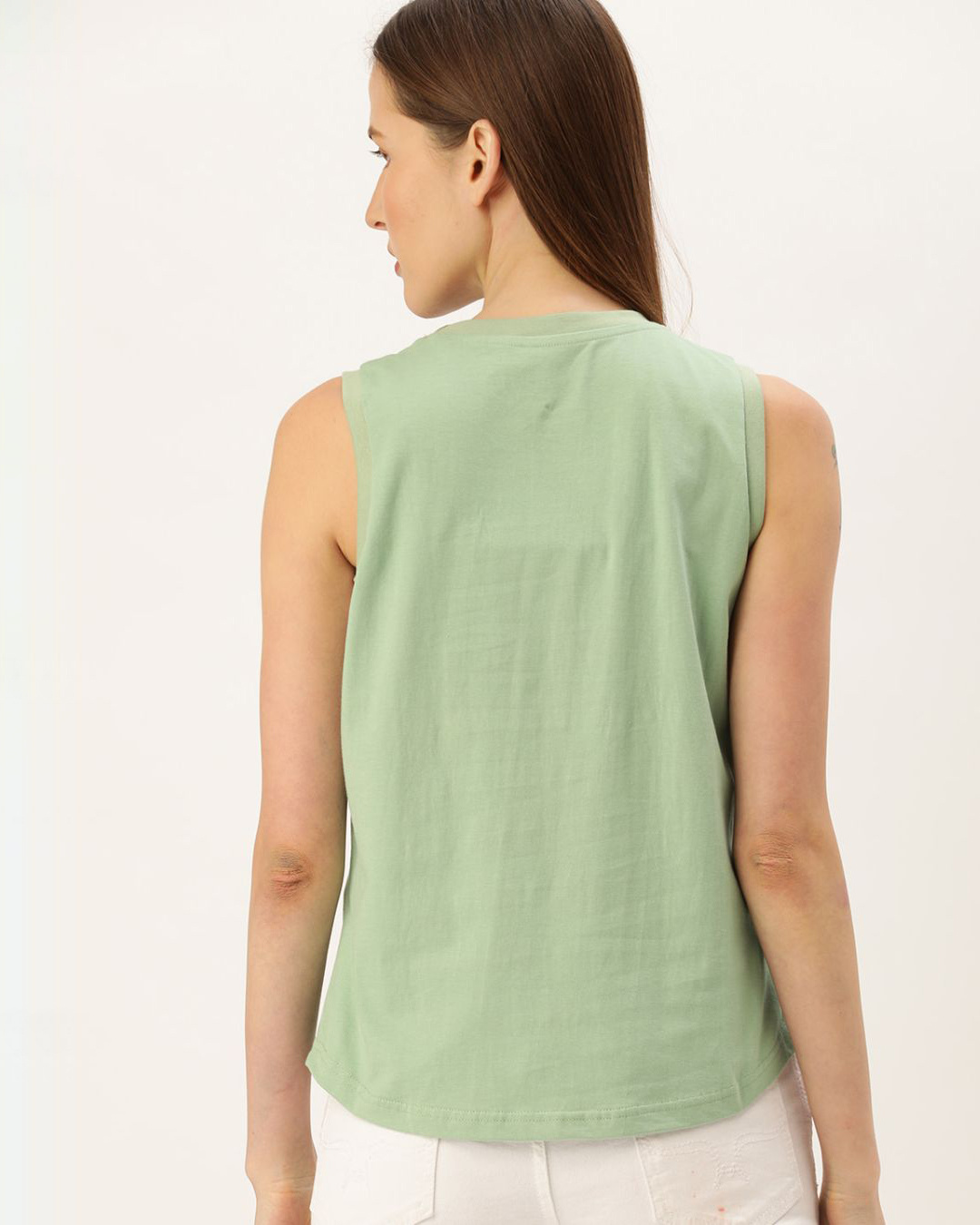 Shop Women's Green Solid T-shirt-Back
