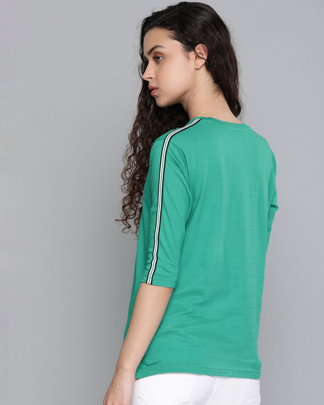 Shop Women's Green Solid T-Shirt-Back