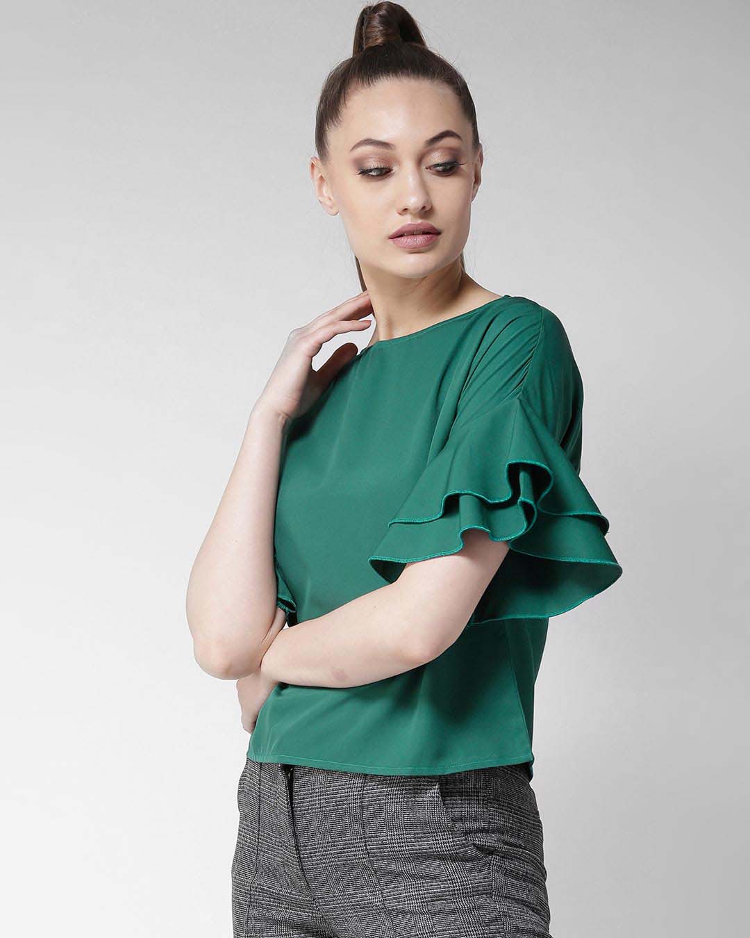 Shop Women's Green Solid Top-Back