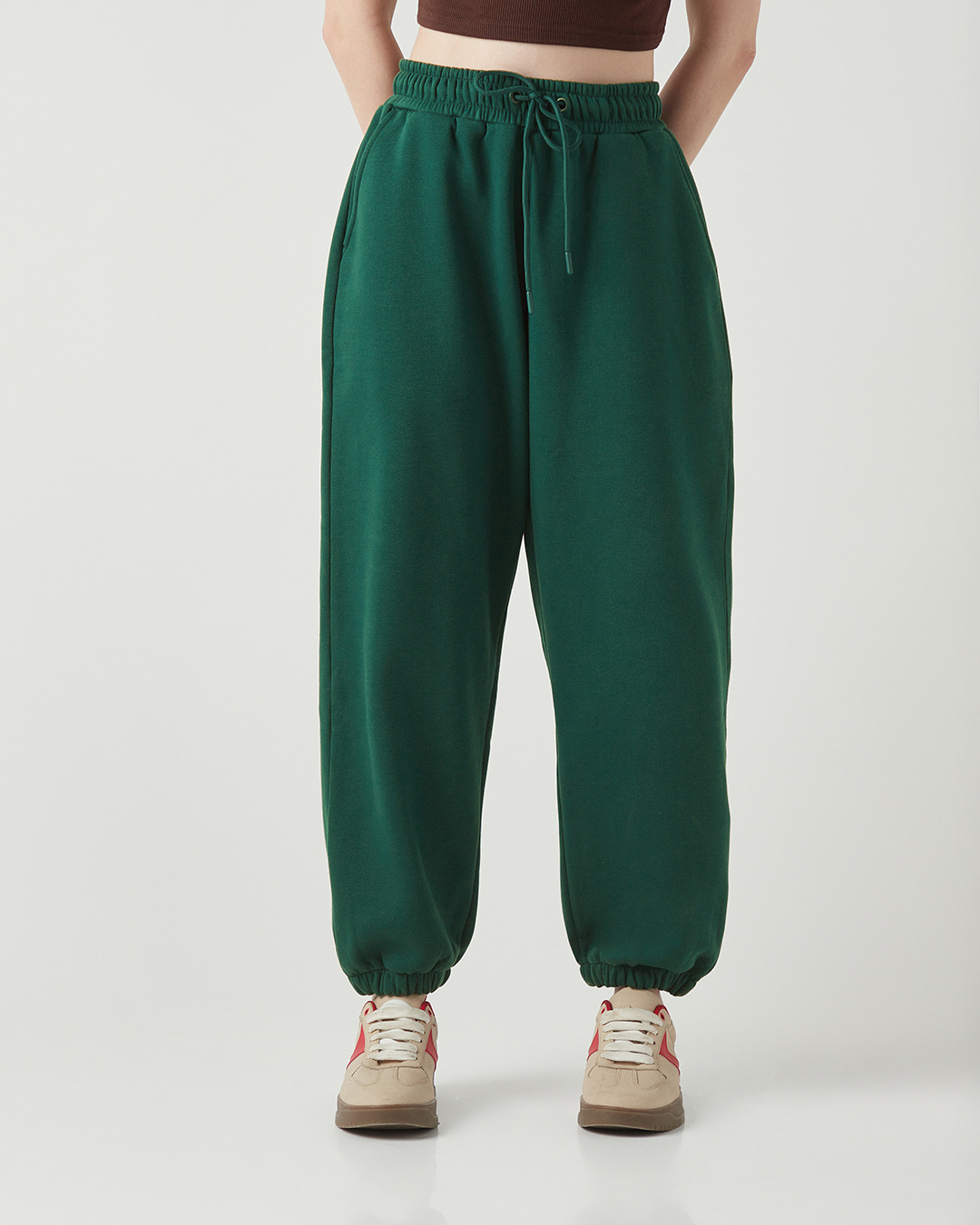 Shop Women's Green Super Loose Fit Joggers-Back