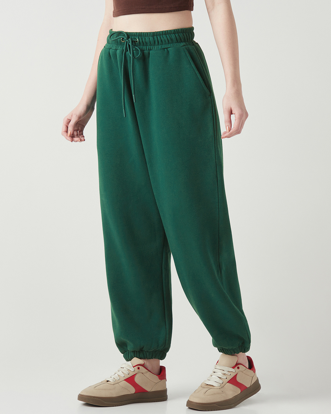 Shop Women's Green Super Loose Fit Joggers-Back