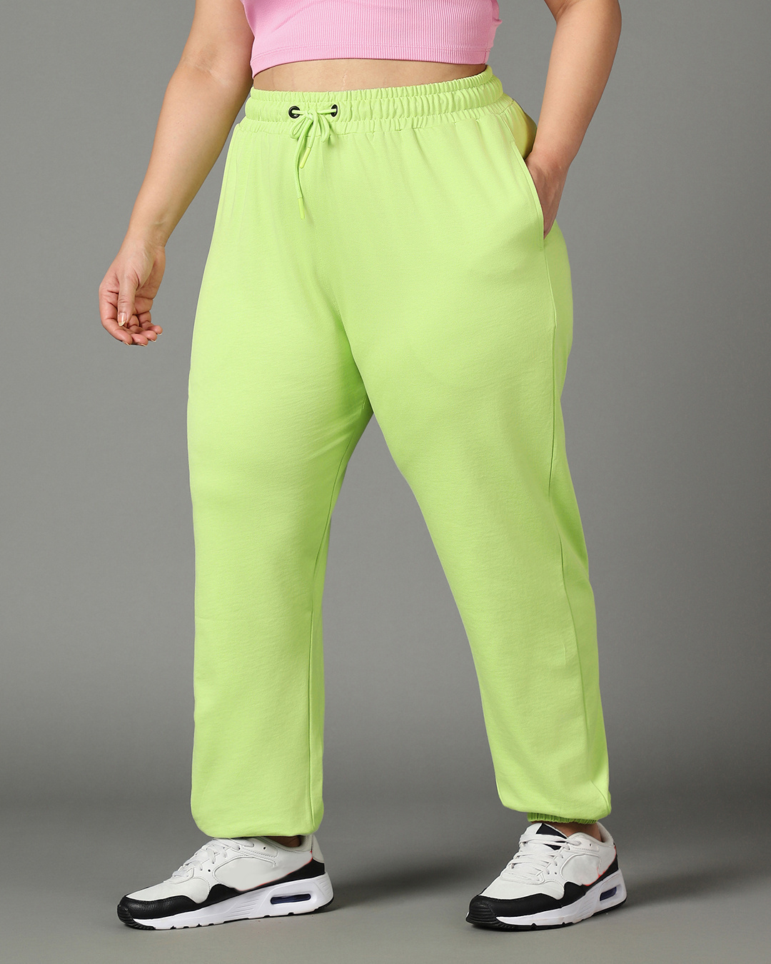 Shop Women's Green Oversized Plus Size Joggers-Back