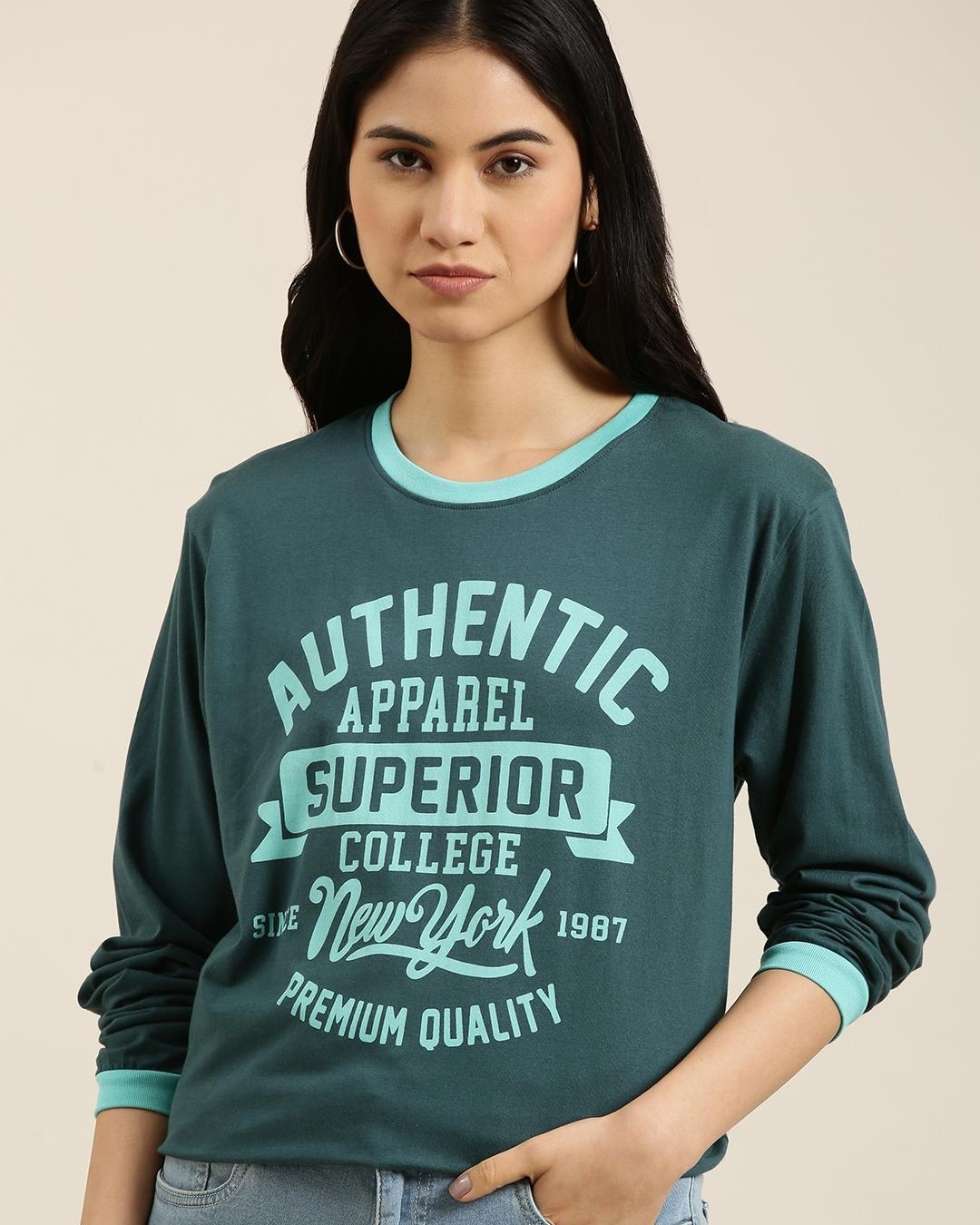 Shop Women's Green Superior Typography Oversized T-shirt-Back
