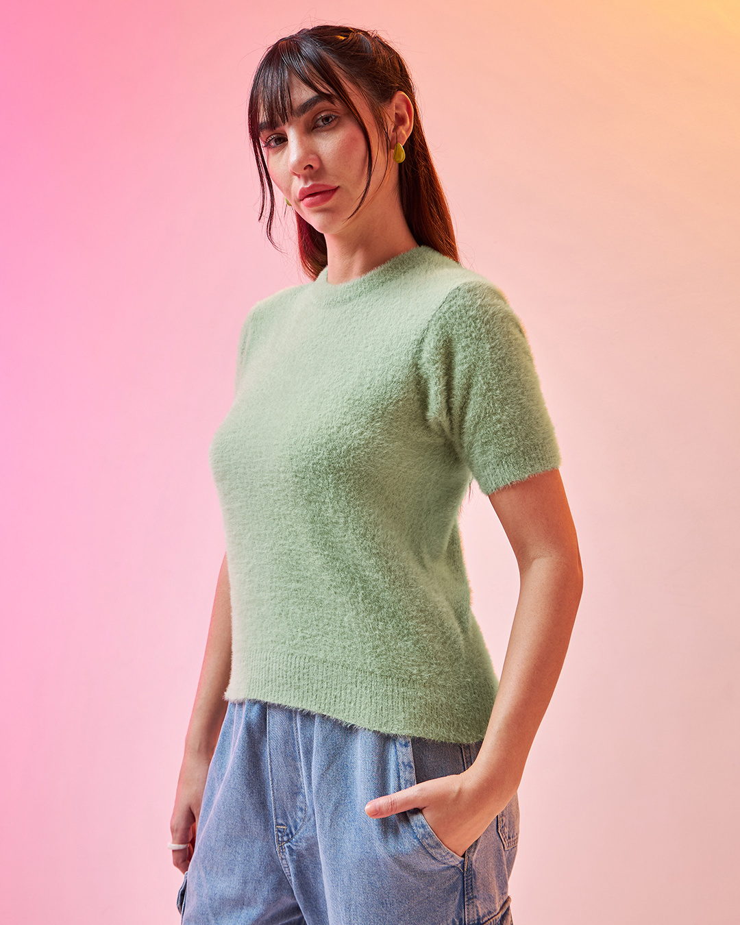 Shop Women's Green Sweater-Back
