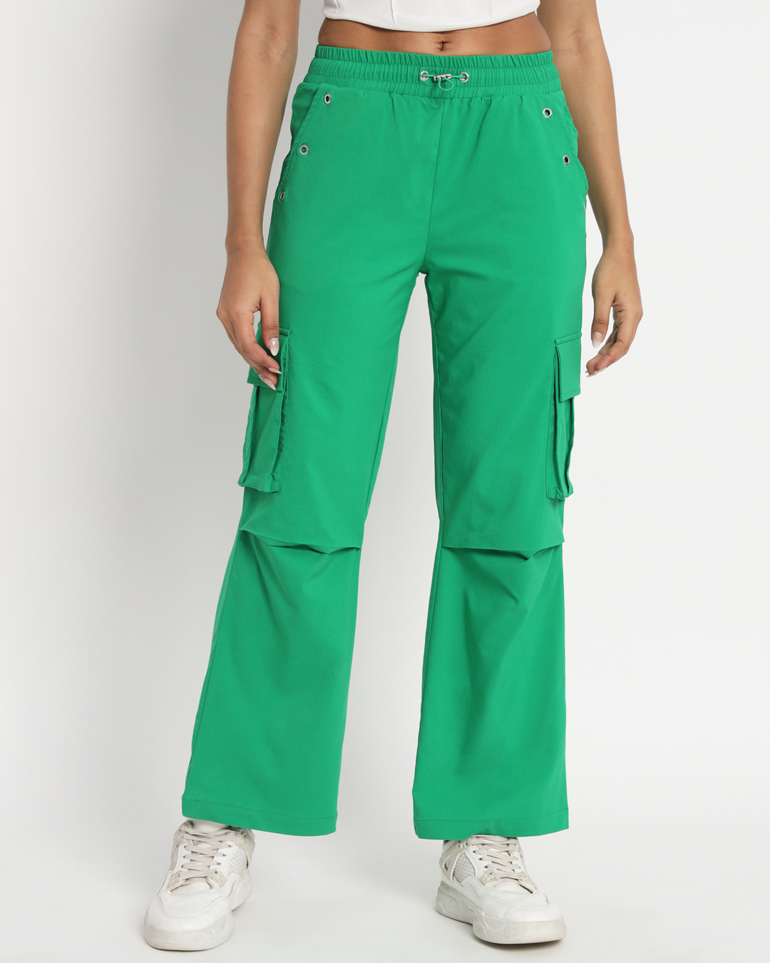 Shop Women's Green Tapered Fit Cargo Pants-Back