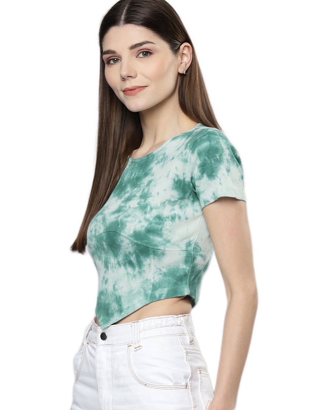 Shop Women's Green Tie & Dye Crop Top-Back