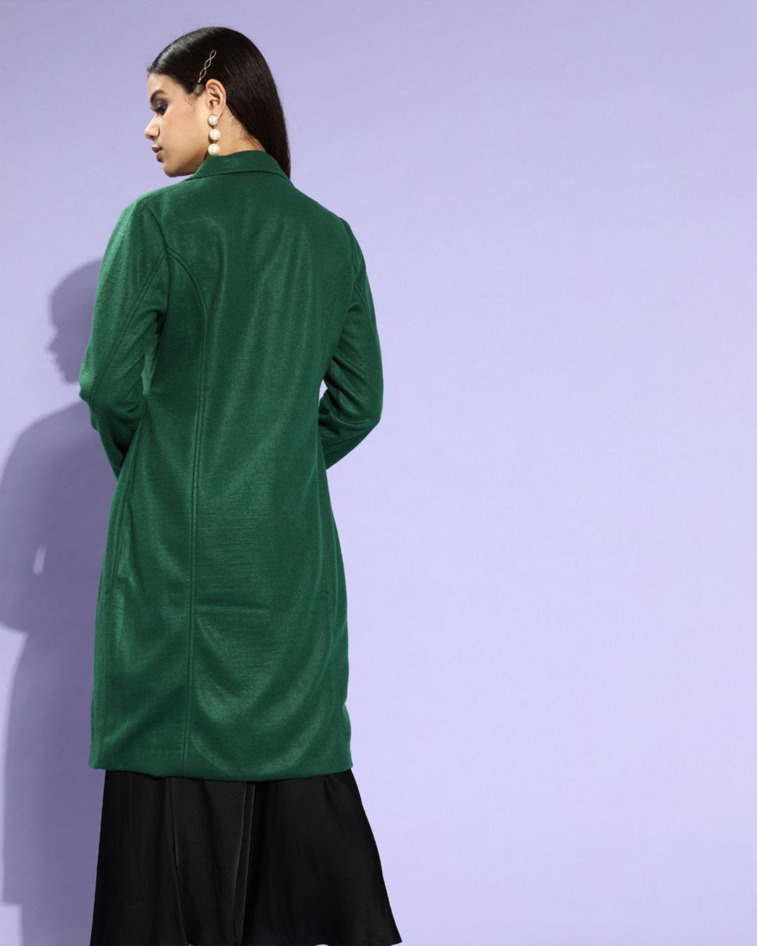 Shop Women's Green Trench Coat-Back