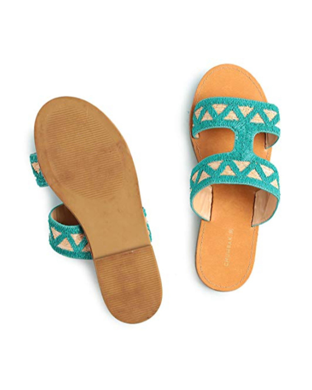 Shop Women's Green Tribal Trails Greek Sandals-Back