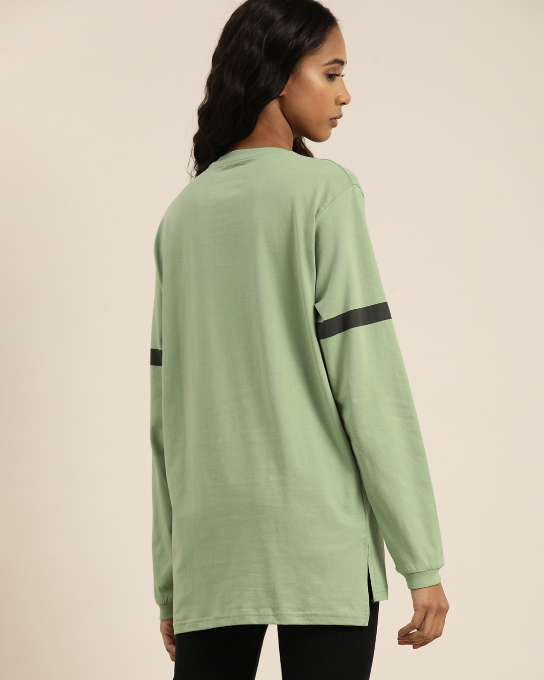 Shop Women's Green Typography Oversized T-shirt-Back