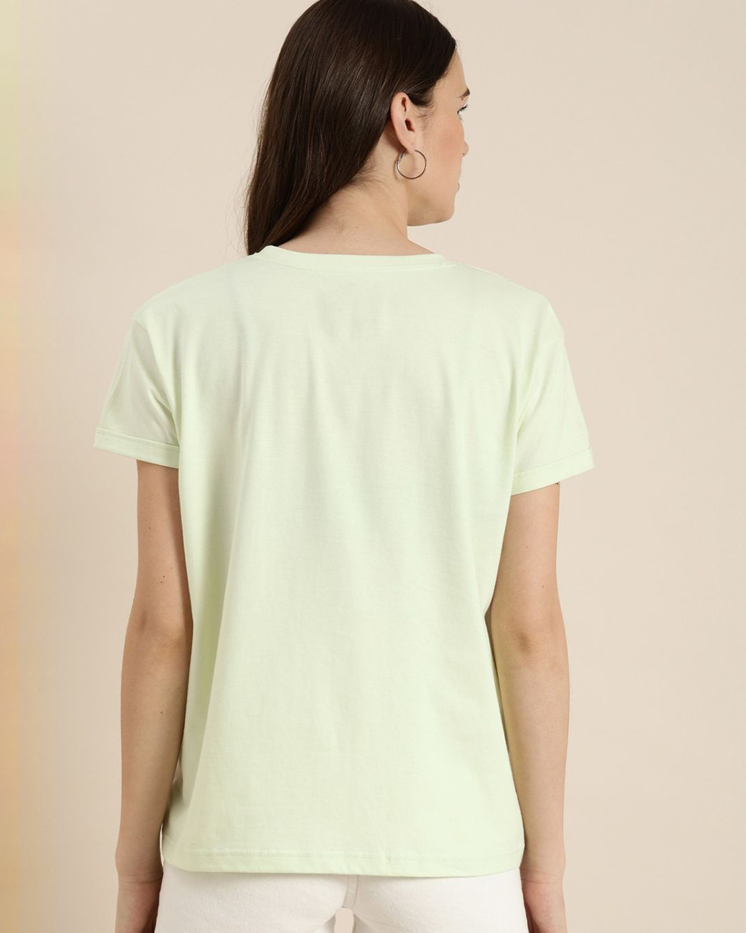 Shop Women's Green Typography T-shirt-Back