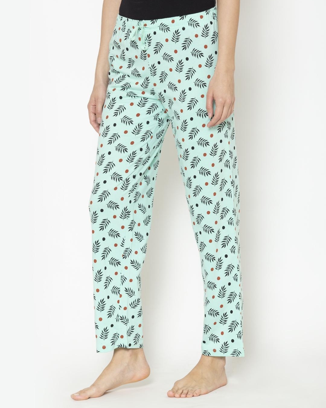 Shop Pack of 2 Women's Green & White Printed Pyjamas-Back