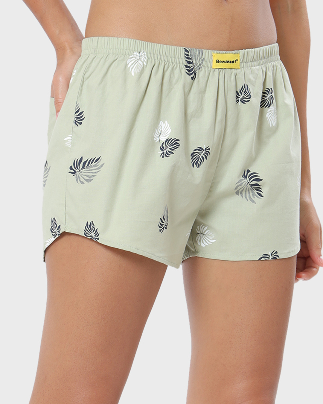 Buy Women's Grey All Over Leaf Printed Boxers Online in India at Bewakoof