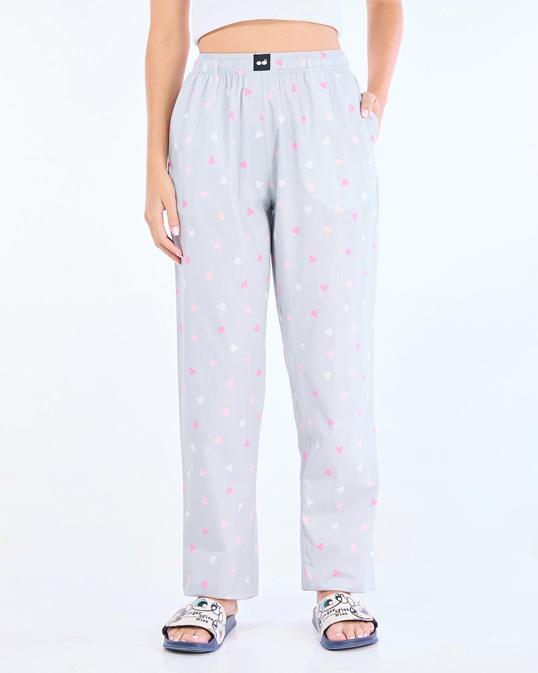 Shop Women's Grey All Over Printed Pyjamas-Back