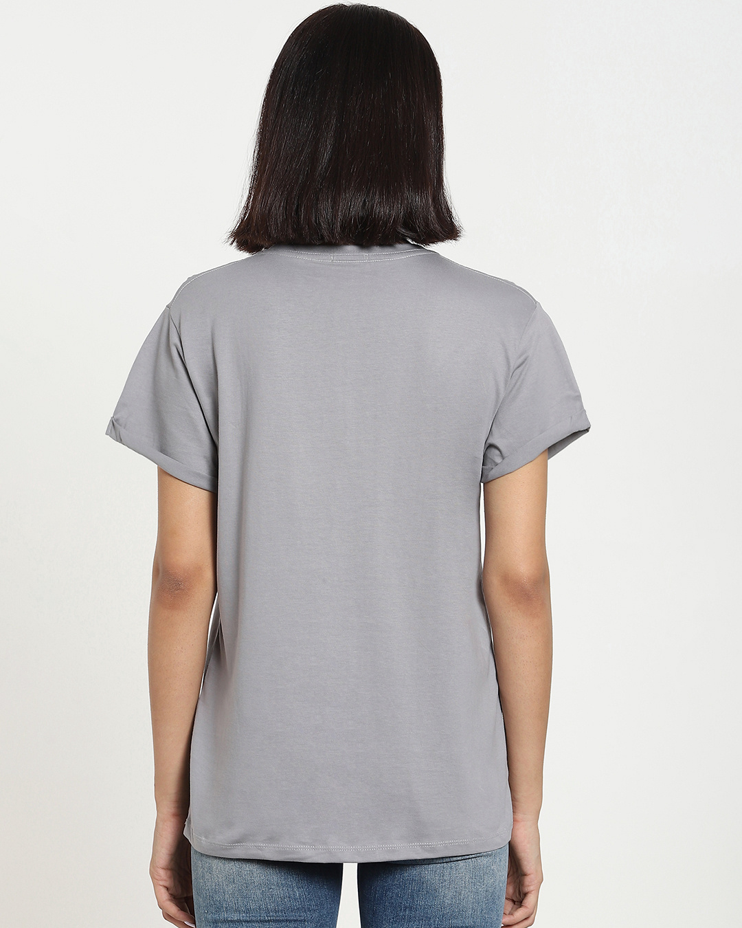 Shop Women's Grey Alumini Boyfriend T-shirt-Back