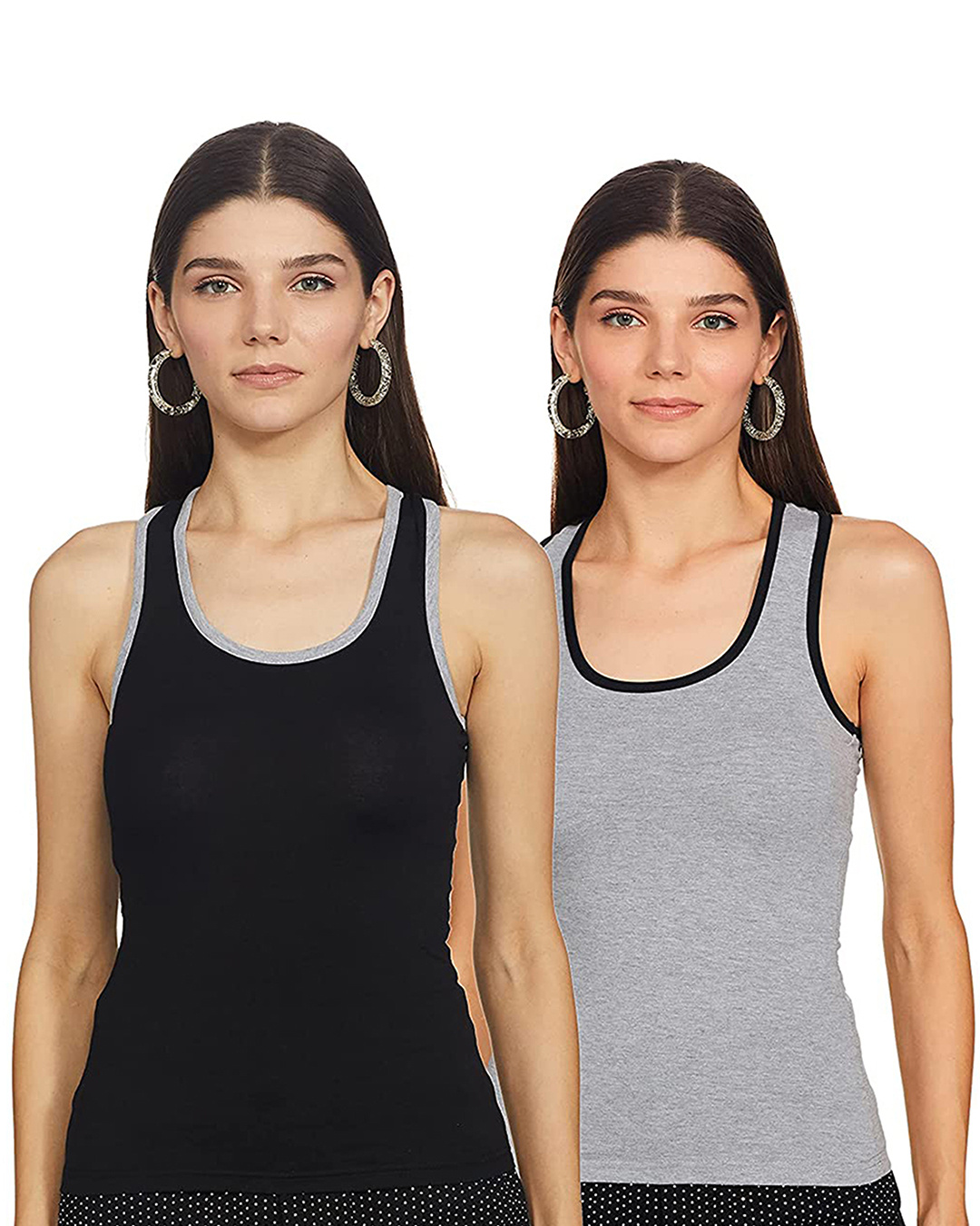 Buy Women's Grey & Black Tank Top (Pack of 2) for Women Grey Online at