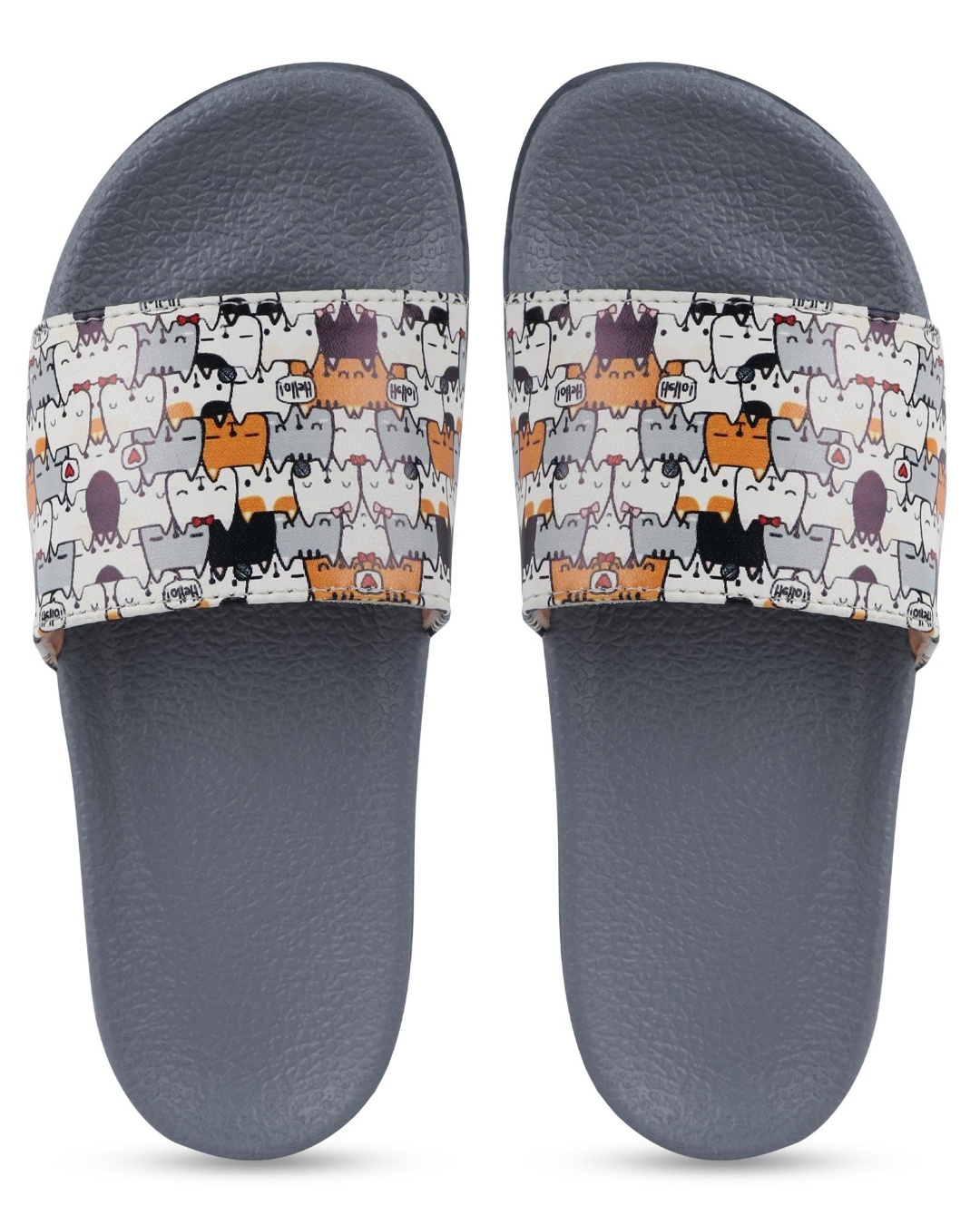 Buy Women's Grey Printed Sliders Online in India at Bewakoof