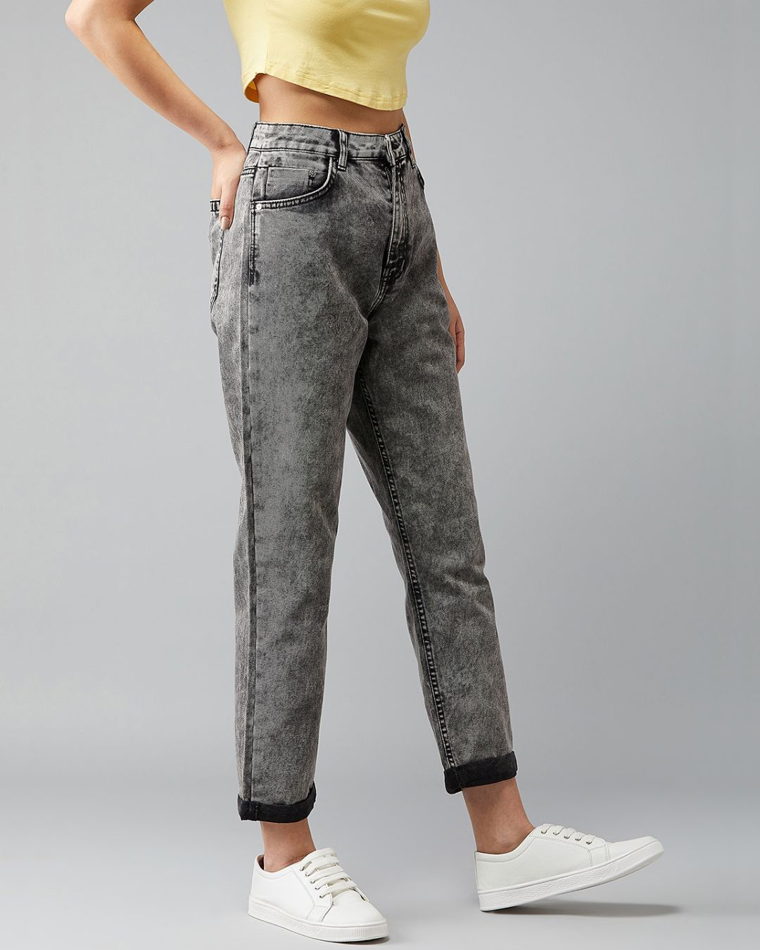 Shop Women's Grey High Rise Slim Fit Jeans-Back