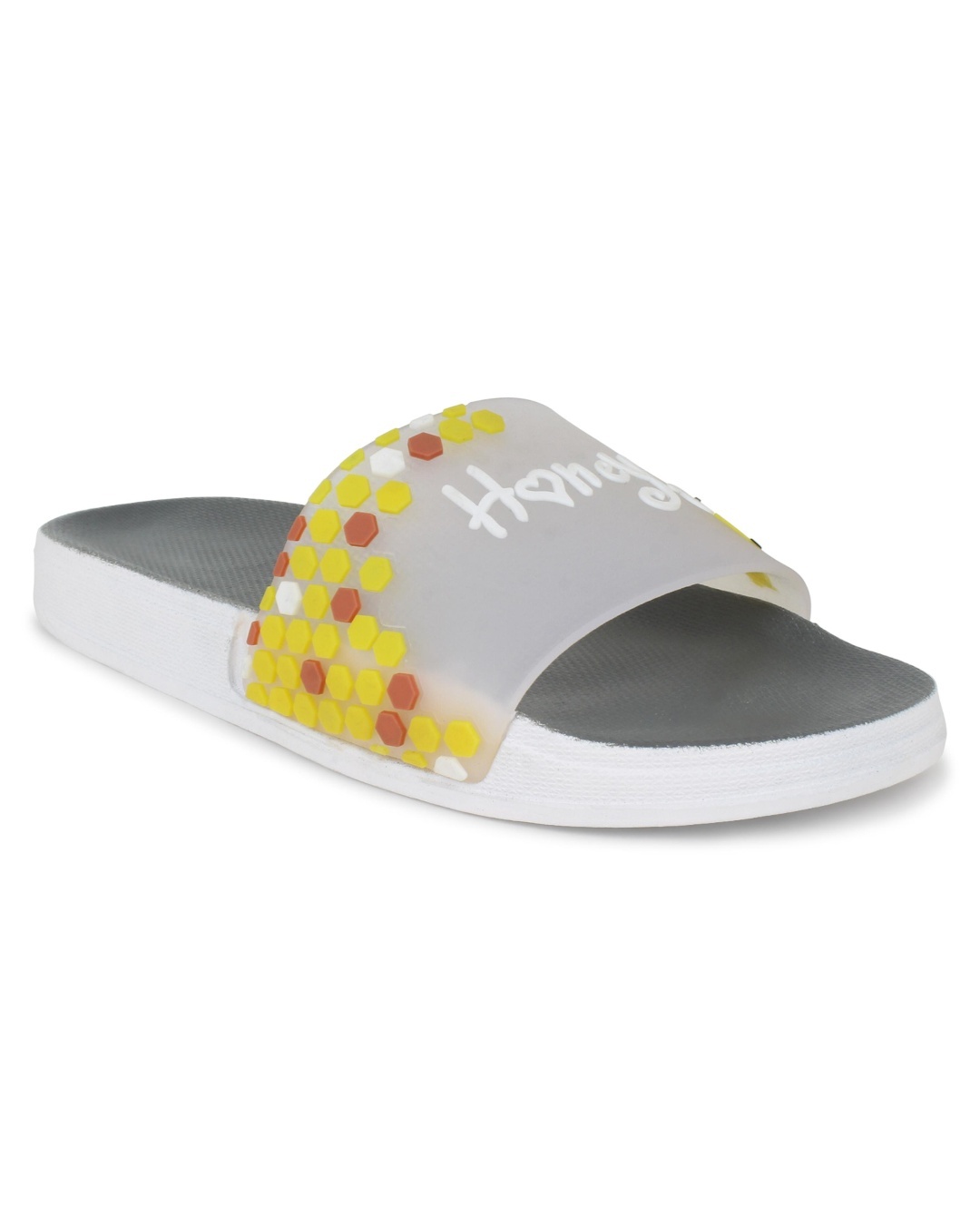 Shop Women's Grey Honey Printed Sliders-Back