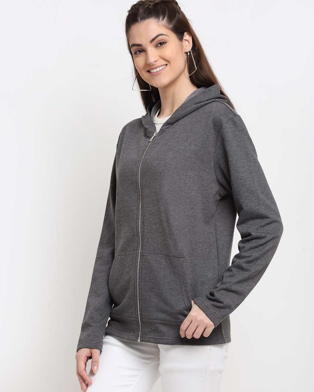 Shop Women's Grey Hoodie-Back