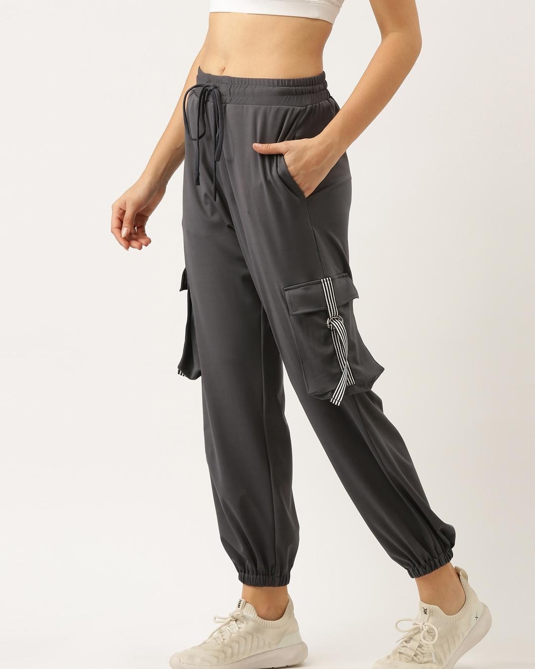 Shop Women's Grey Joggers-Back