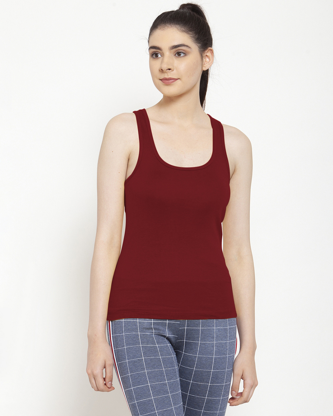 Shop Pack of 2 Women's Grey & Maroon Tank Tops-Back