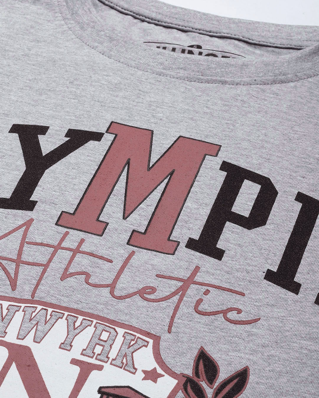 Shop Women's Grey Olympia Typography Oversized T-shirt-Back