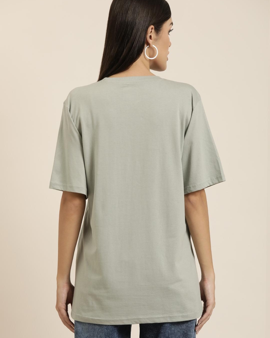 Shop Women's Grey Oversized T-shirt-Back