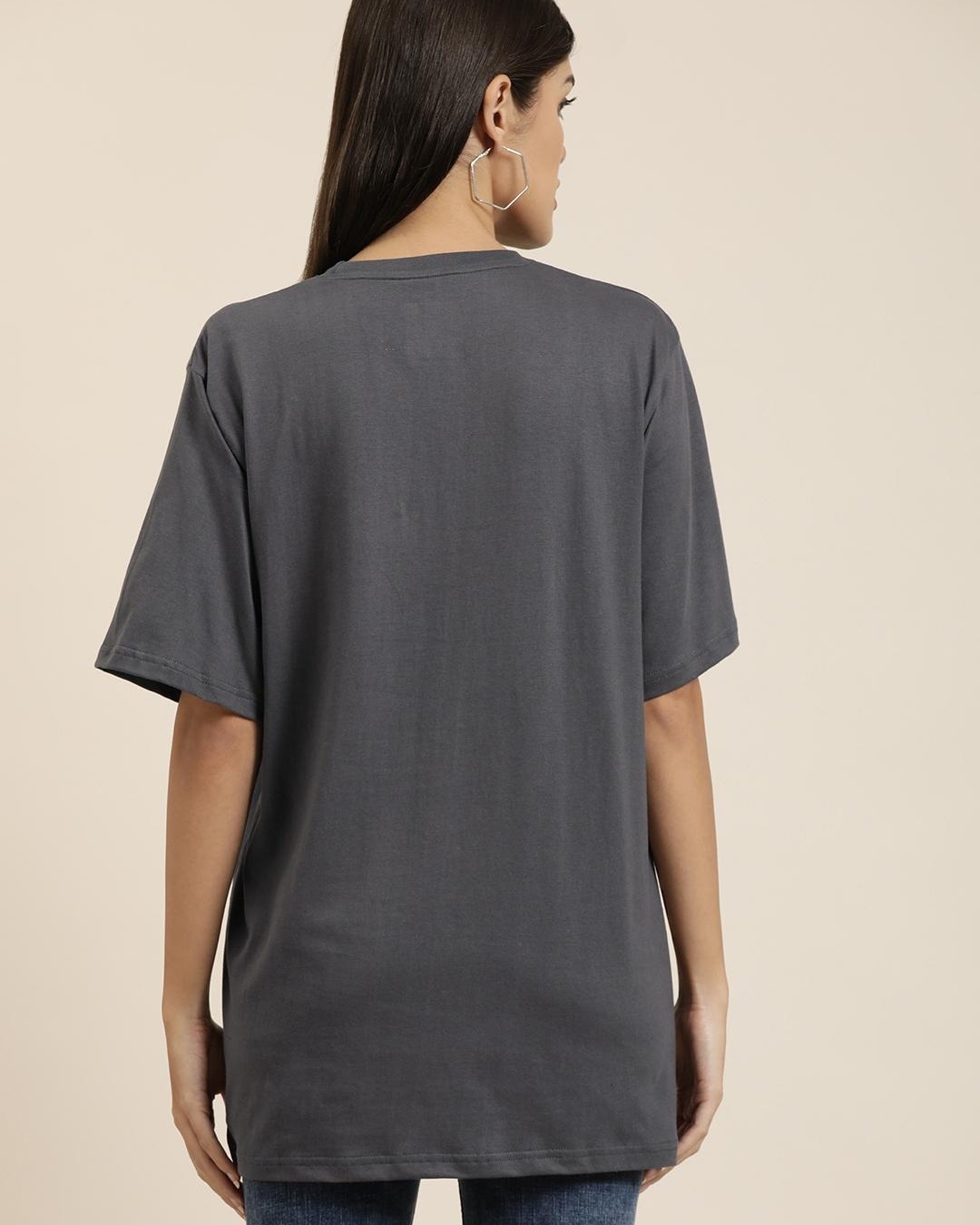 Shop Women's Grey Oversized T-shirt-Back