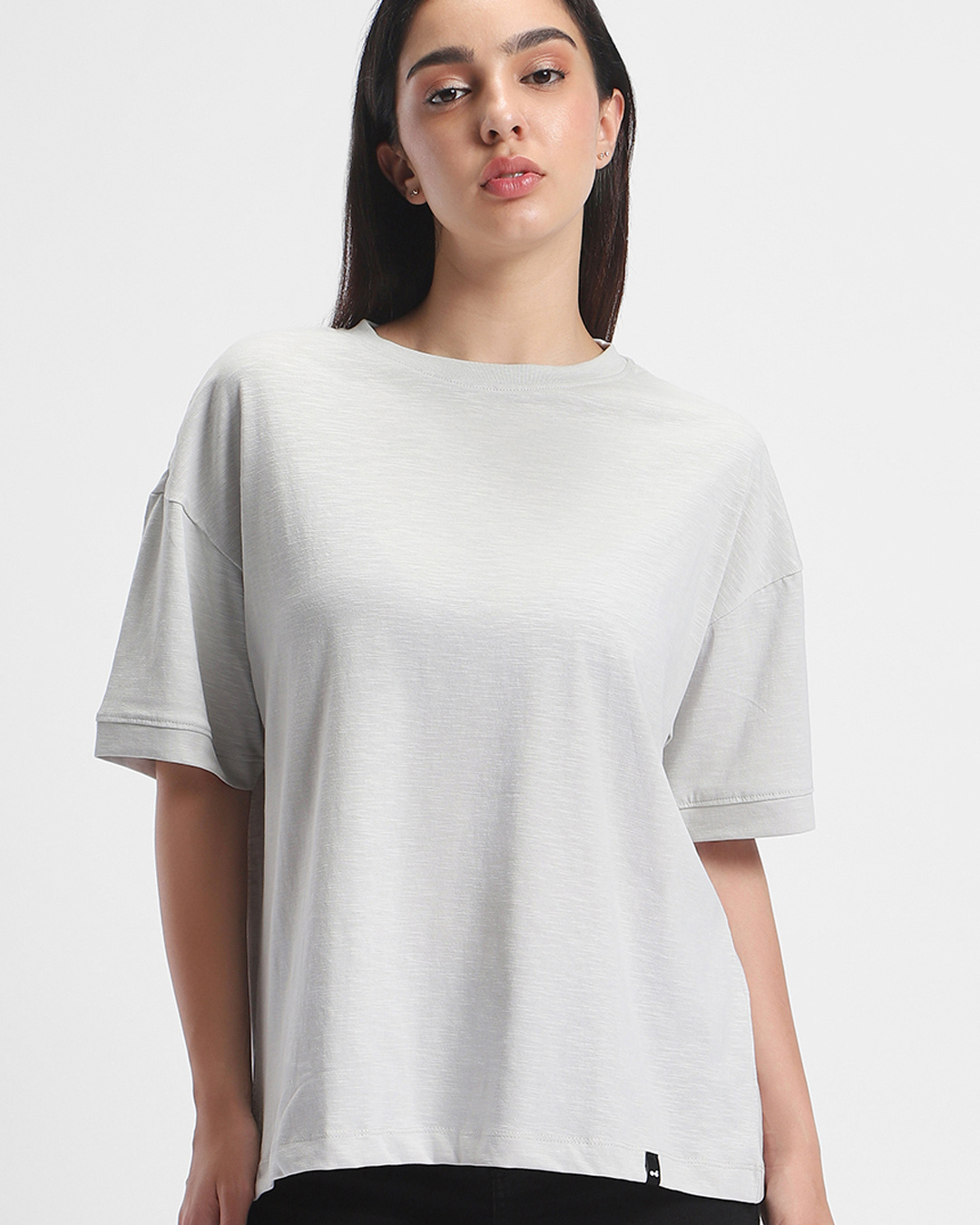 Women's Typography Grey Oversized T-Shirt