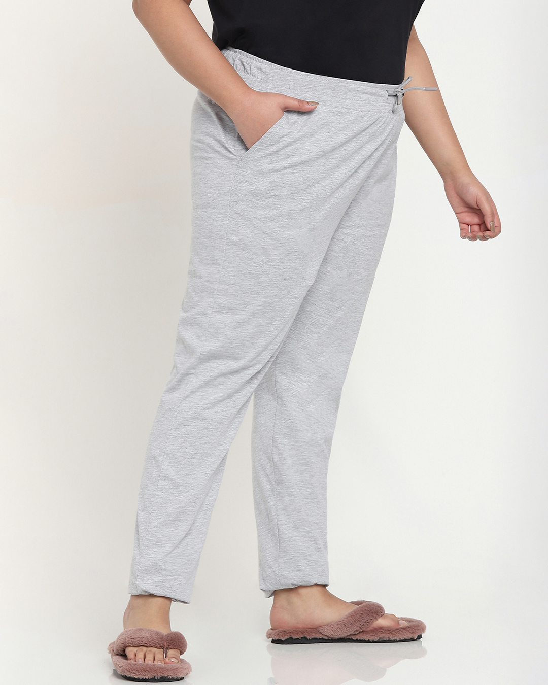 Shop Women's Grey Plus Size Lounge Pyjamas-Back